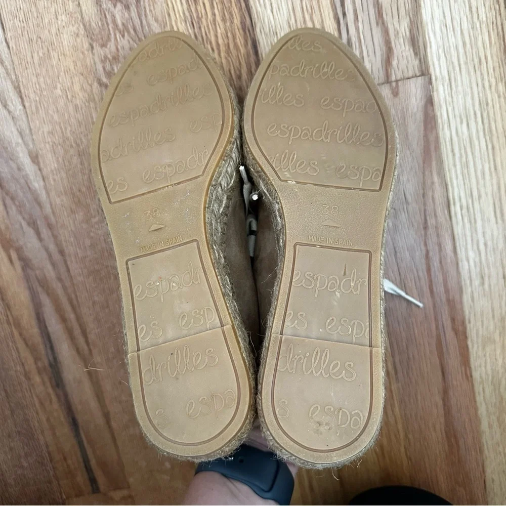 Eric Michael Espadrilles Platform Tan Suede Lace Up Spain Women’s Size 38 US 7.5